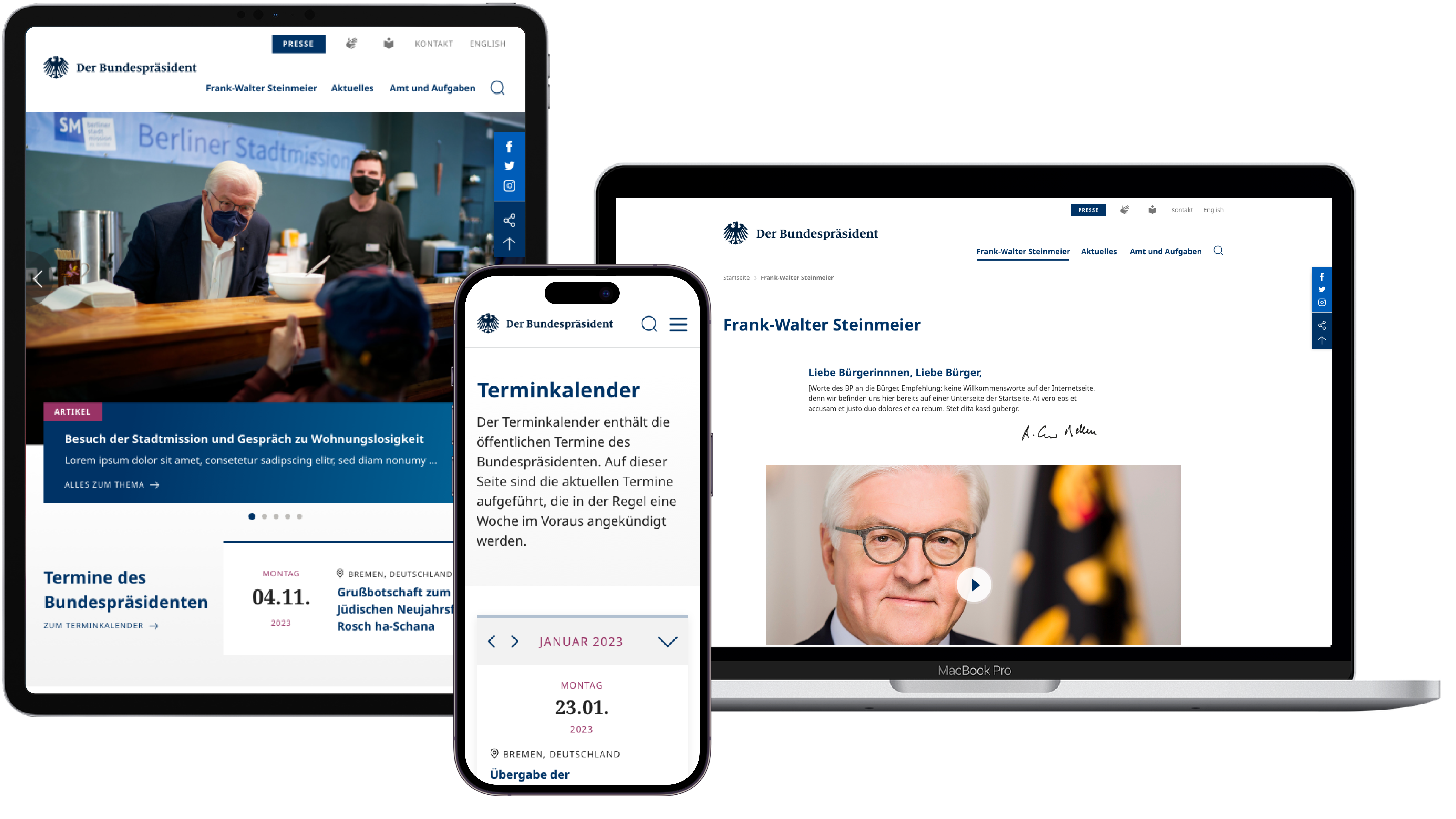 Bundespräsidialamt Website